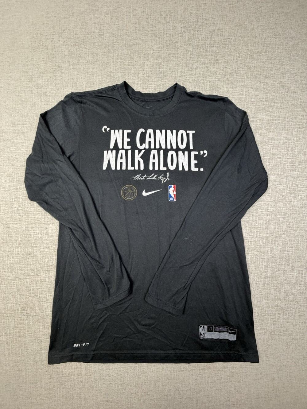 Nike NBA MLK Dri-FIT Shirt Men’s LT Black Long Sleeve We Cannot Walk Alone